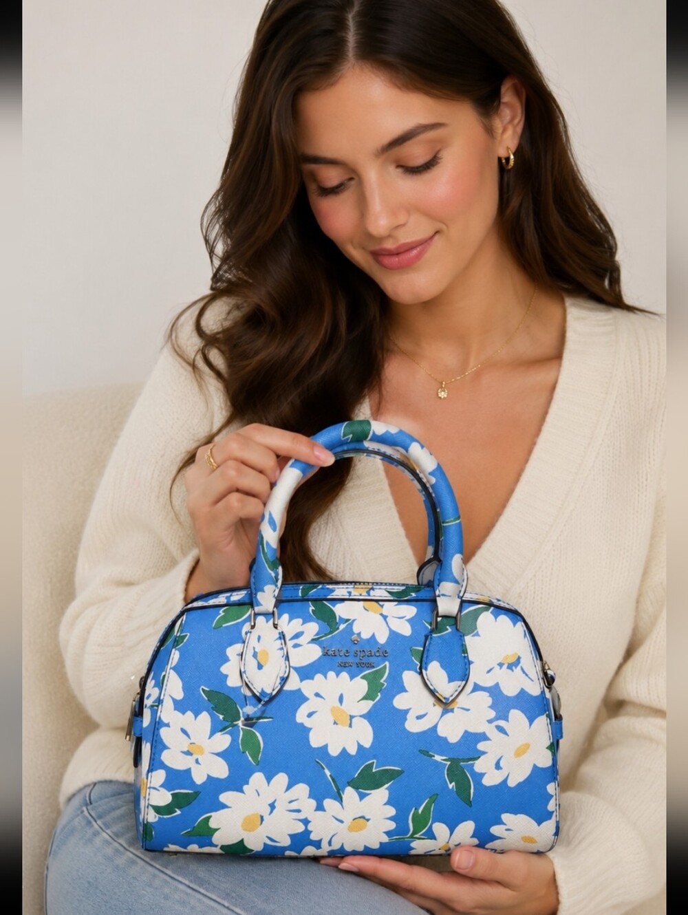 Kate Spade Madison Tide Pool Charming Daisy Small Duffle RETAIL  $349